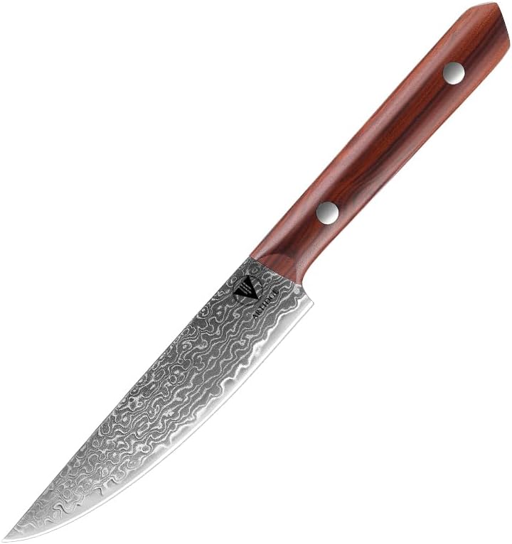 ARTIDGE 4.7" Paring Knife Damascus Steel Fruit Knives - 67-Layer Forged Kitchen Peeling Knife with Natural Solid Wood Handle Kitchen Utility Knives, 15° Double-Edged Blade, Ultra-Sharp & Durable - Image 1